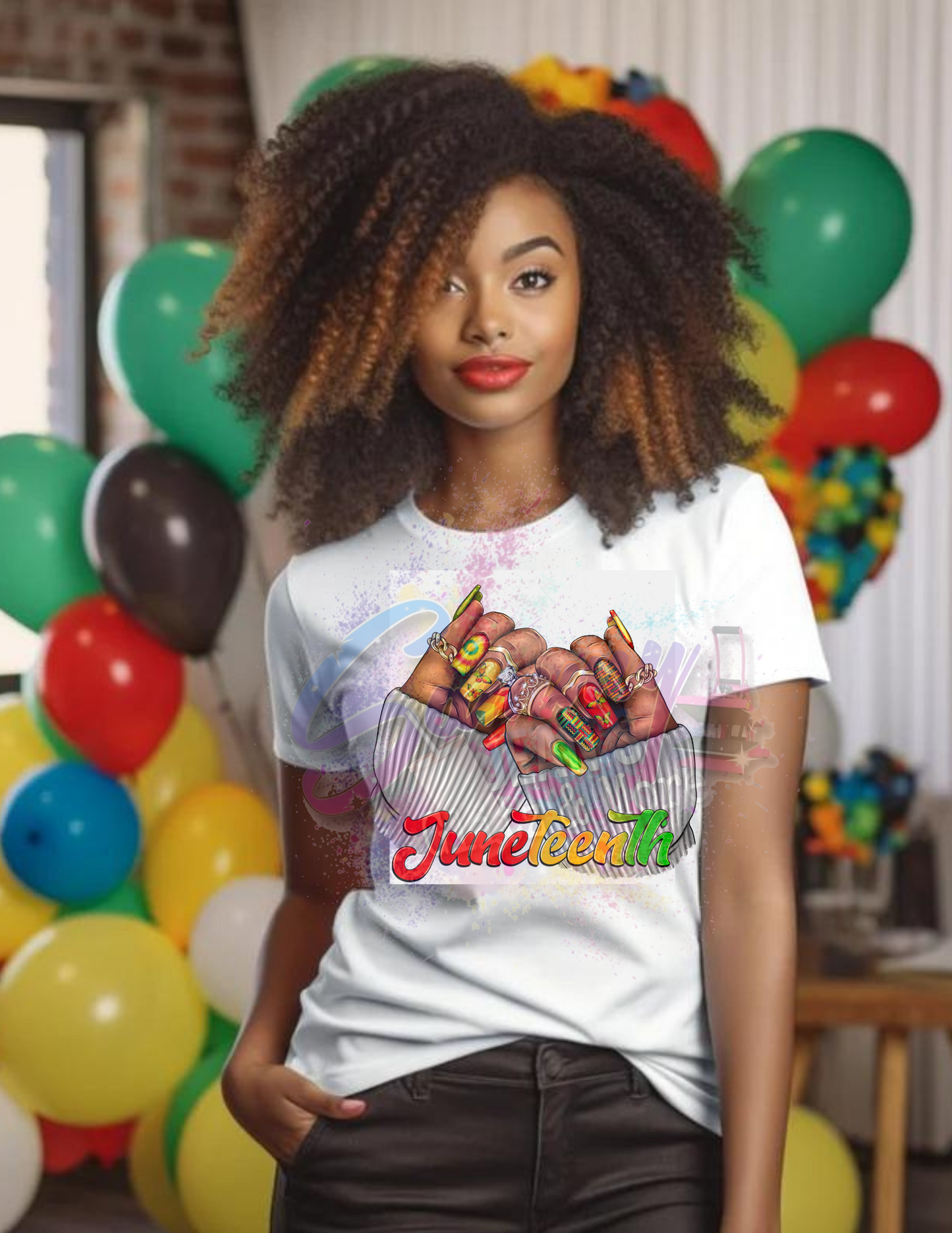 Black woman Juneteenth nails