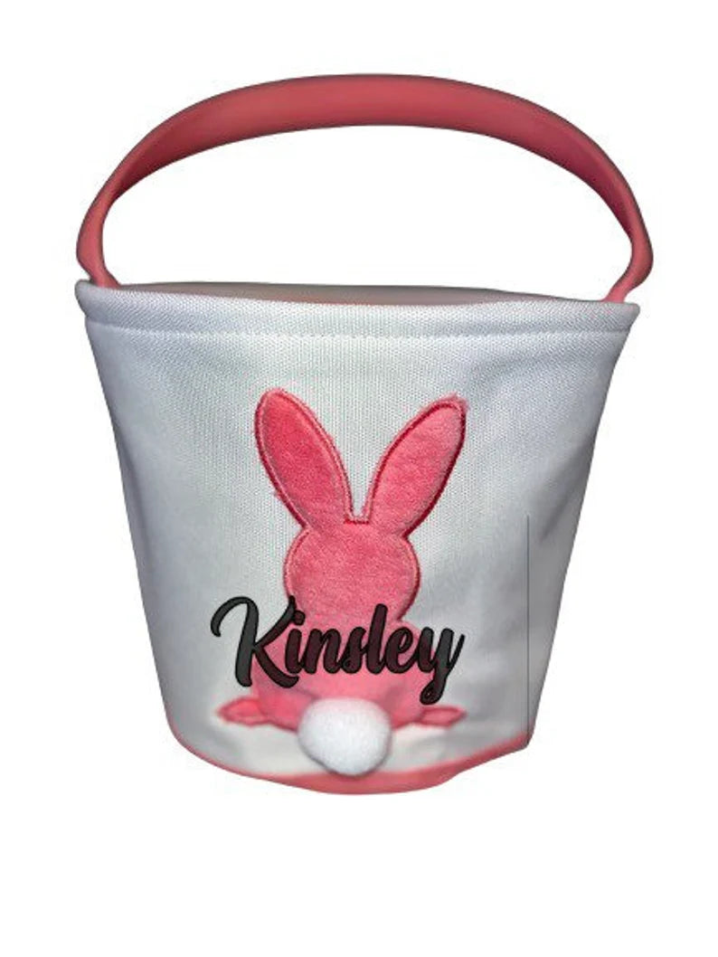 Easter Basket, Bunny Tail, Plush Large Basket, Personalized Bucket