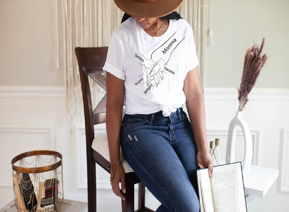 Personalized Mom and Childs hands Mother's Day Tshirt