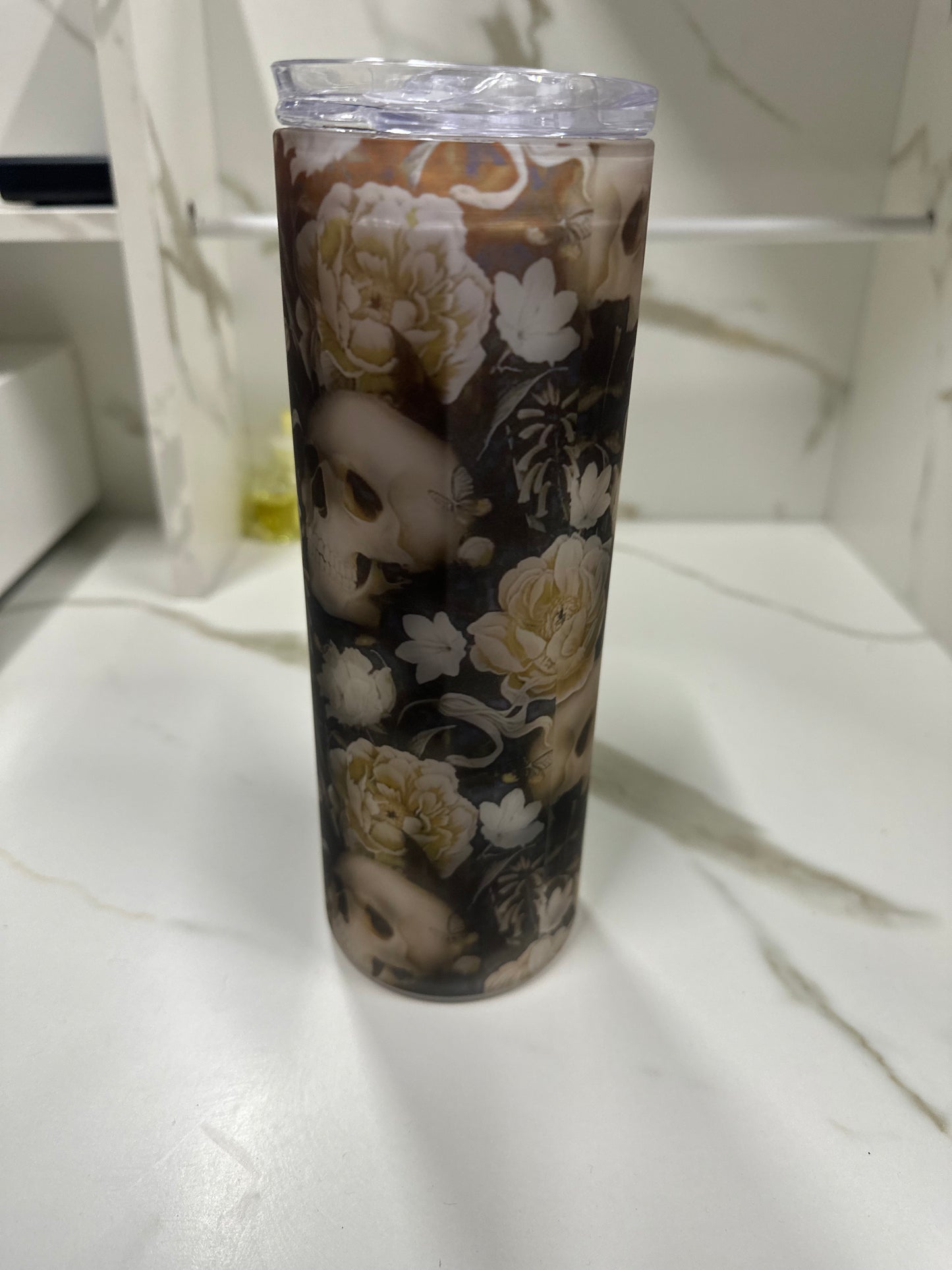 Skeleton Starbucks Glass Tumbler