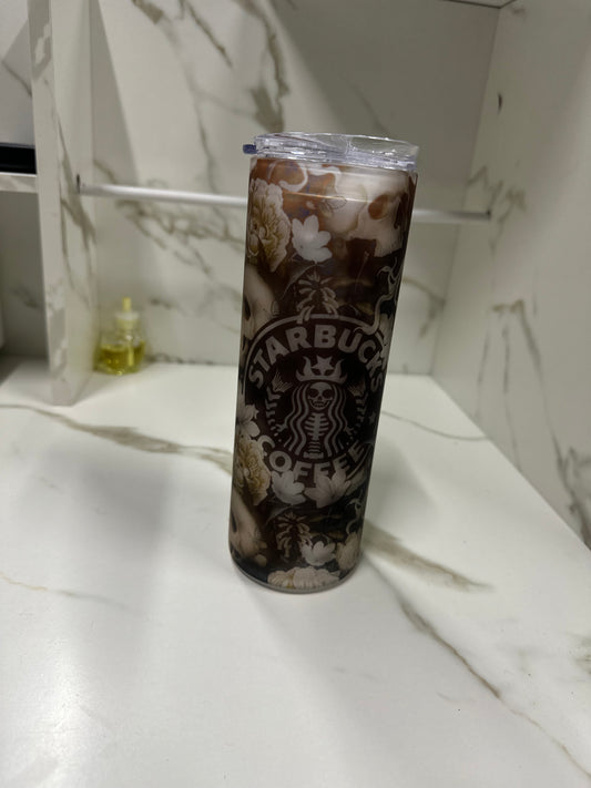 Skeleton Starbucks Glass Tumbler