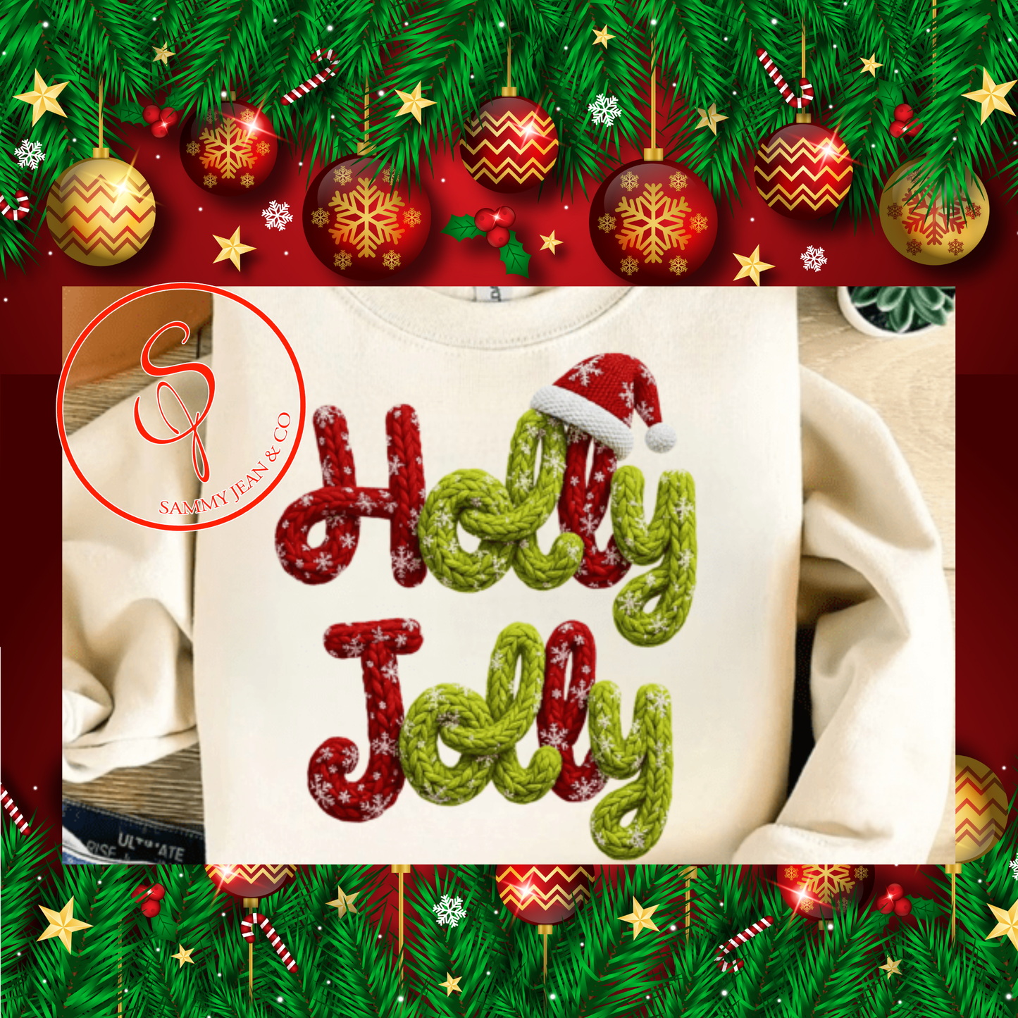 Faux Yarn Merry Christmas Sweatshirt