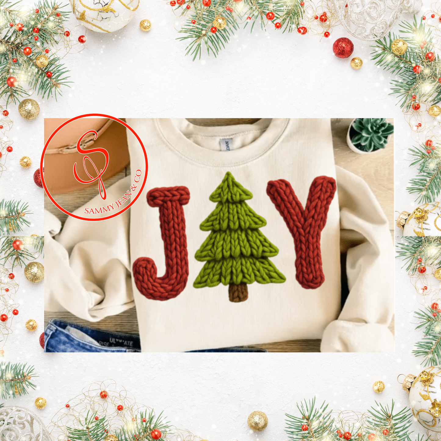 Faux Yarn Merry Christmas Sweatshirt