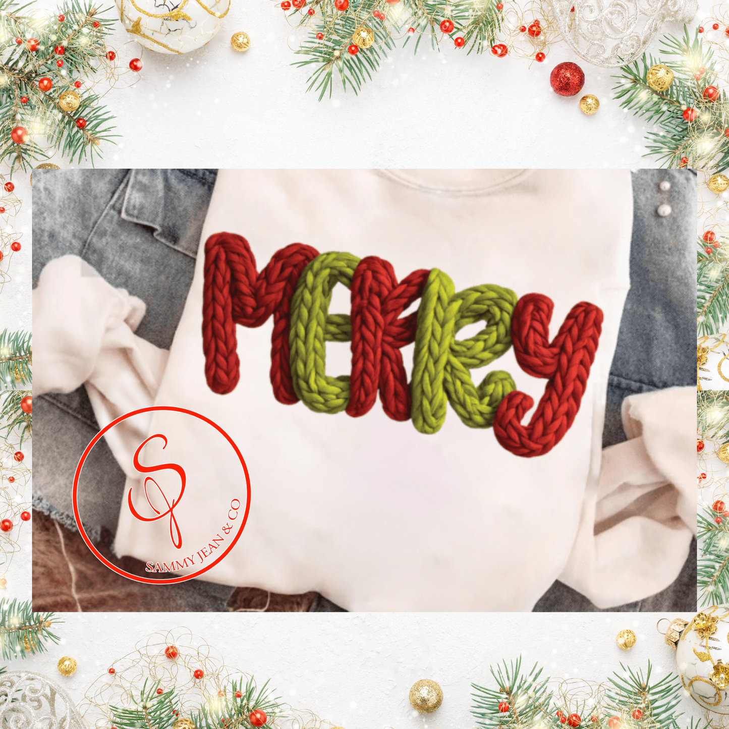 Faux Yarn Merry Christmas Sweatshirt