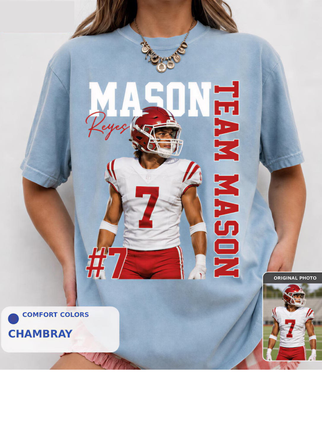 Football team Shirt, Personalized Player Name and Photo Tee, Game Day tee