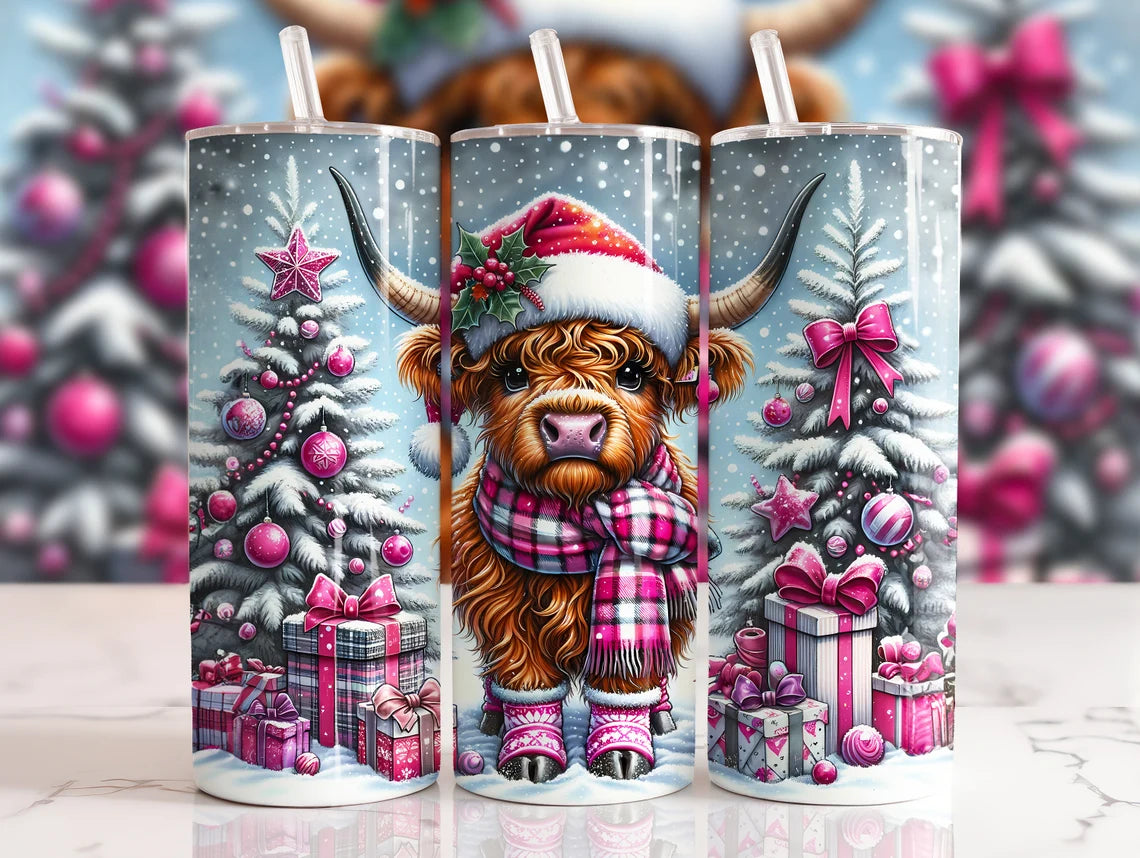 Pik Christmas Highland Cow 20oz Tumbler