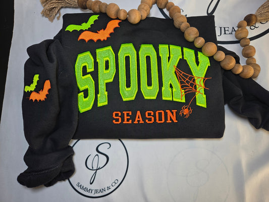 Spooky Embroidered Glitter Crewneck Sweatshirt